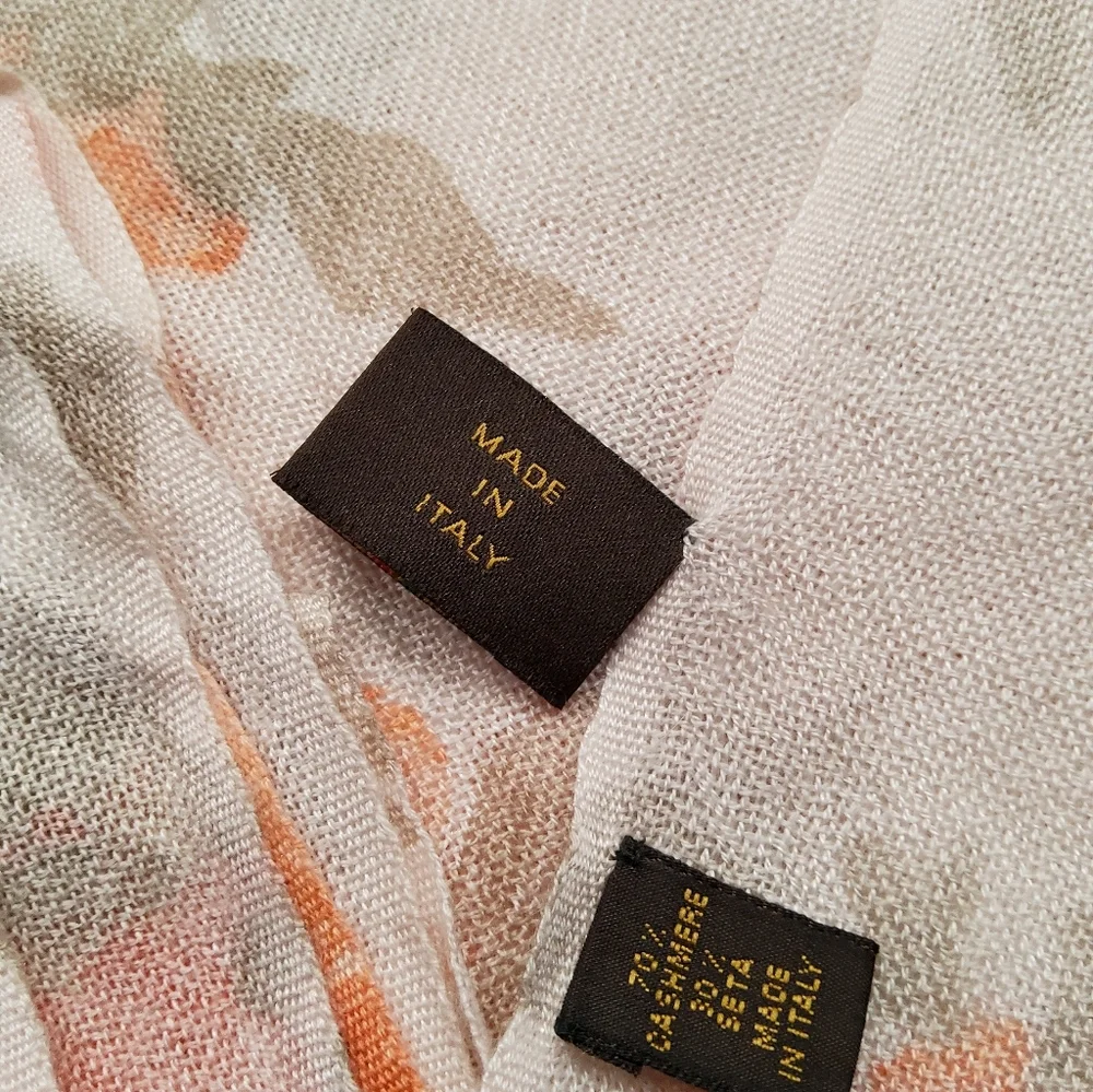 Loro Piana Floral Scarf in Cream and Orange